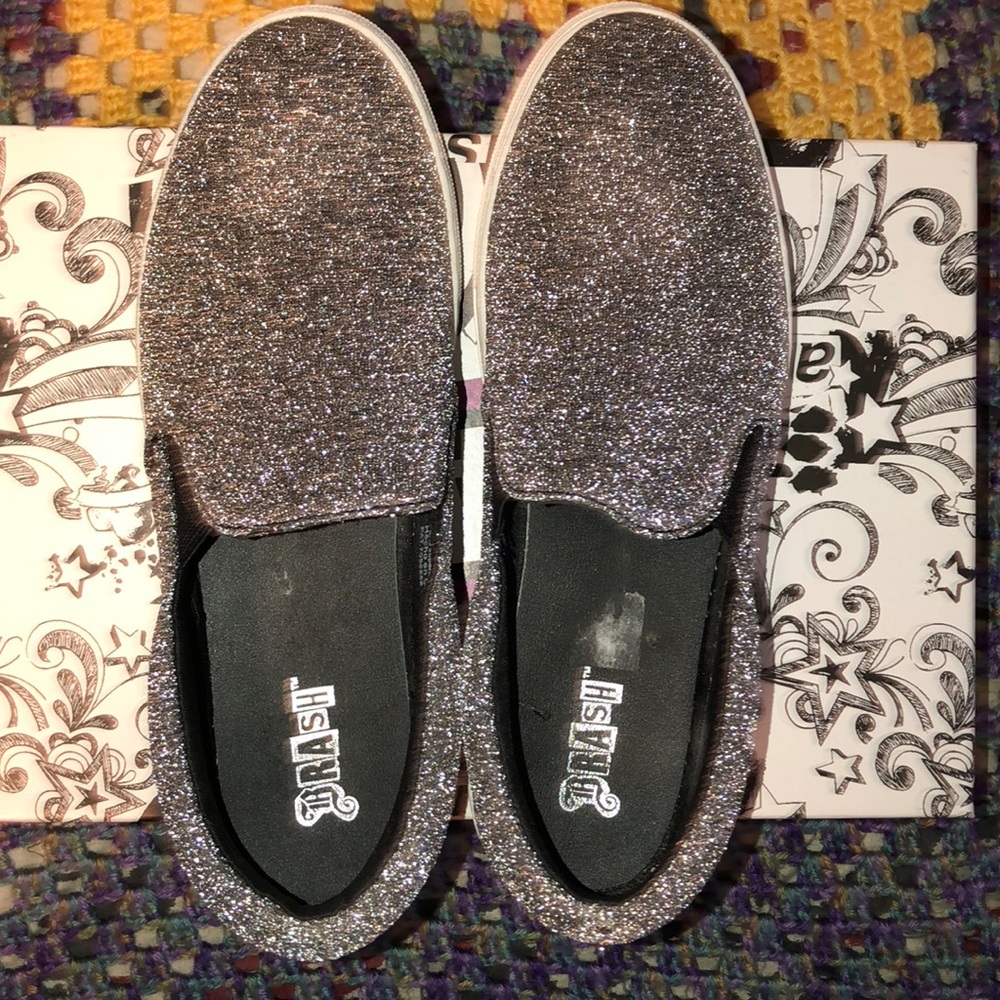 Silver sparkly canvas sneakers